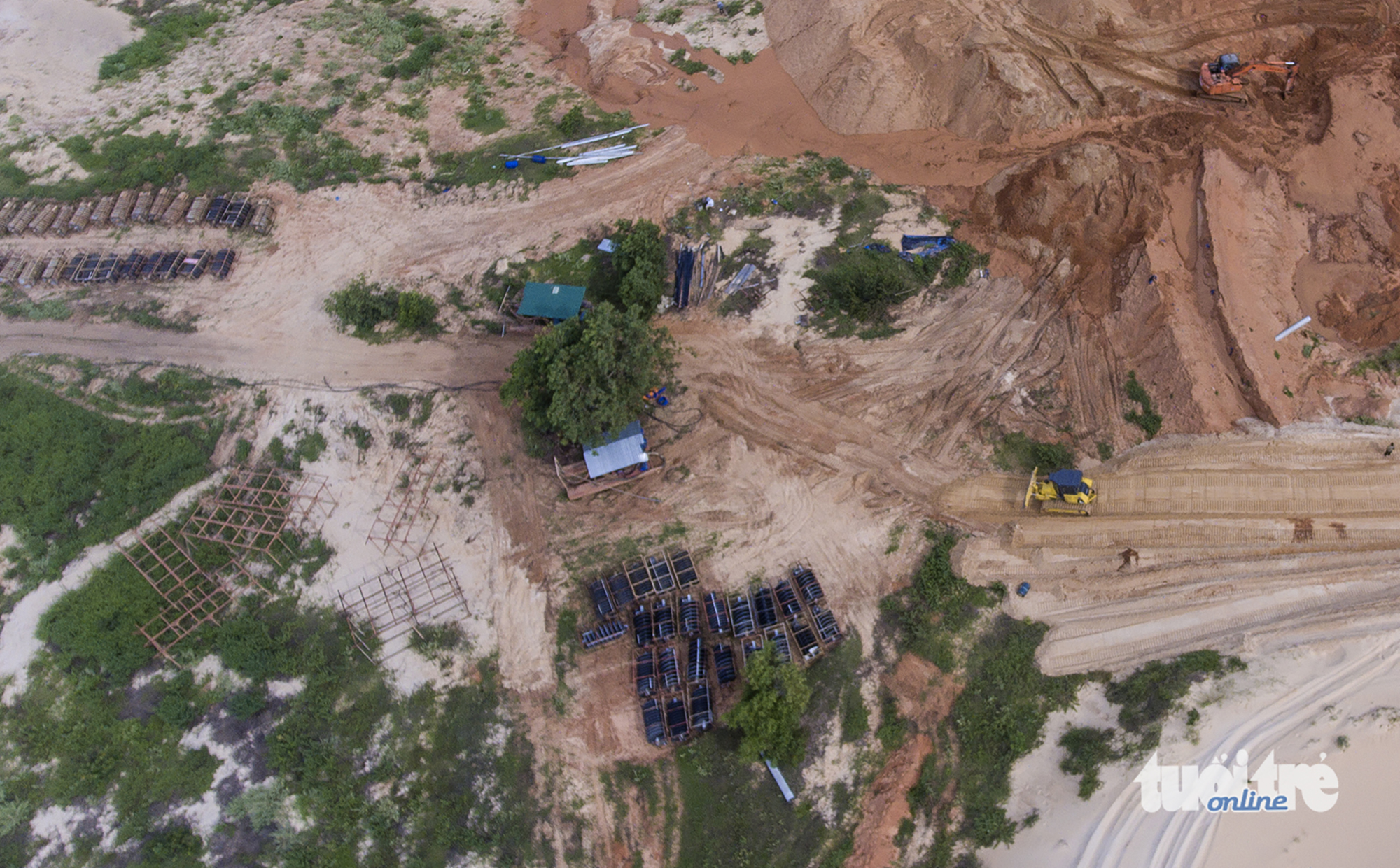 Ongoing constructions to repair the damage of the environmental disaster in 2016 at a titanium mine in Binh Thuan Province. Photo: Tuoi Tre
