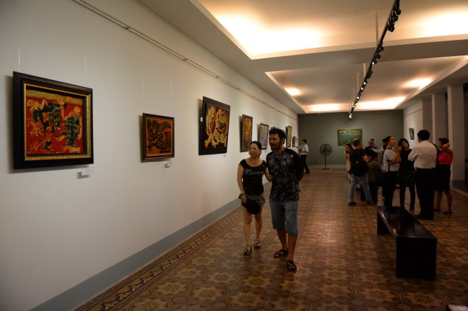 Visitors are seen at the Ho Chi Minh City Museum of Fine Arts.