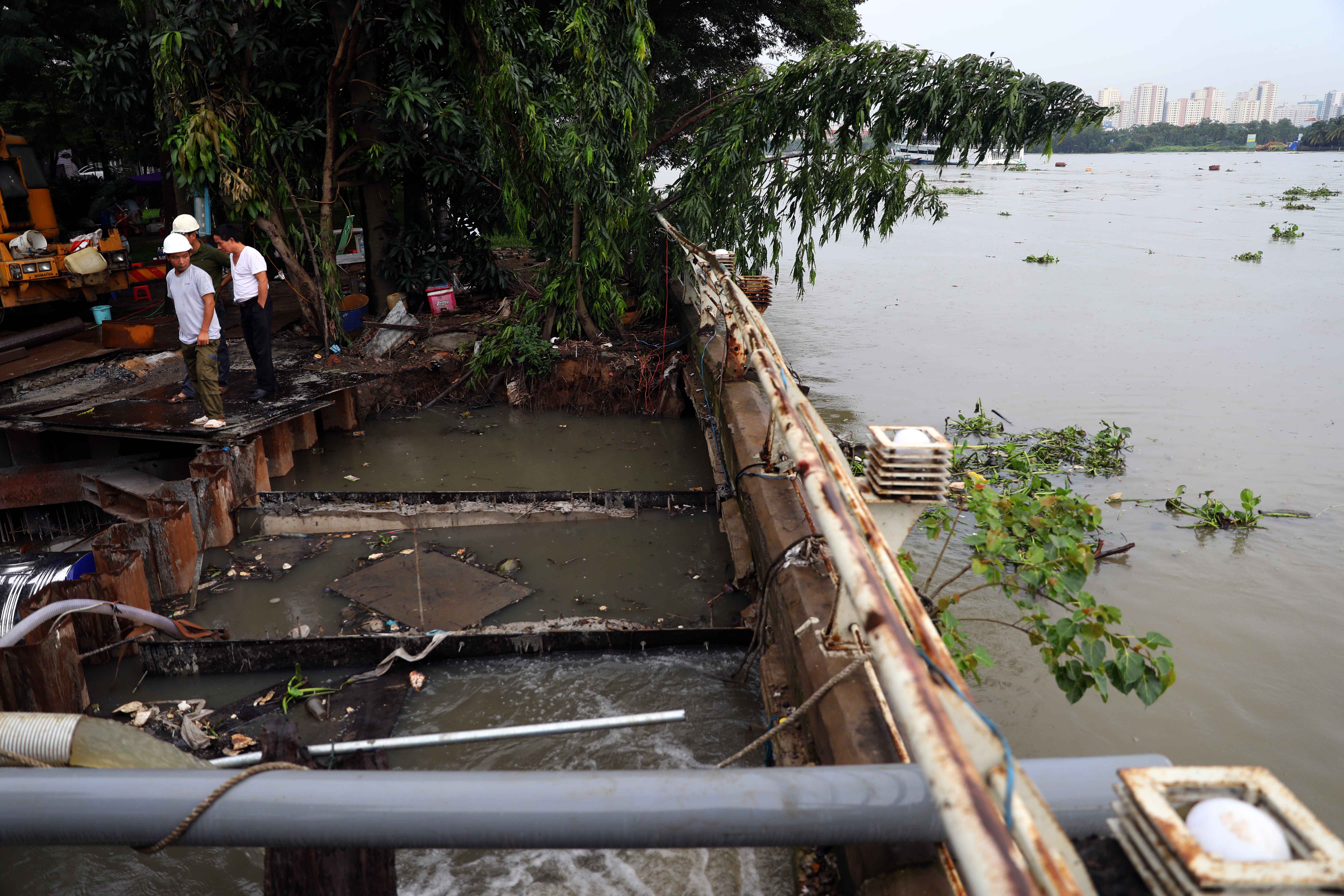 Floodwater is directed into the Saigon River.
