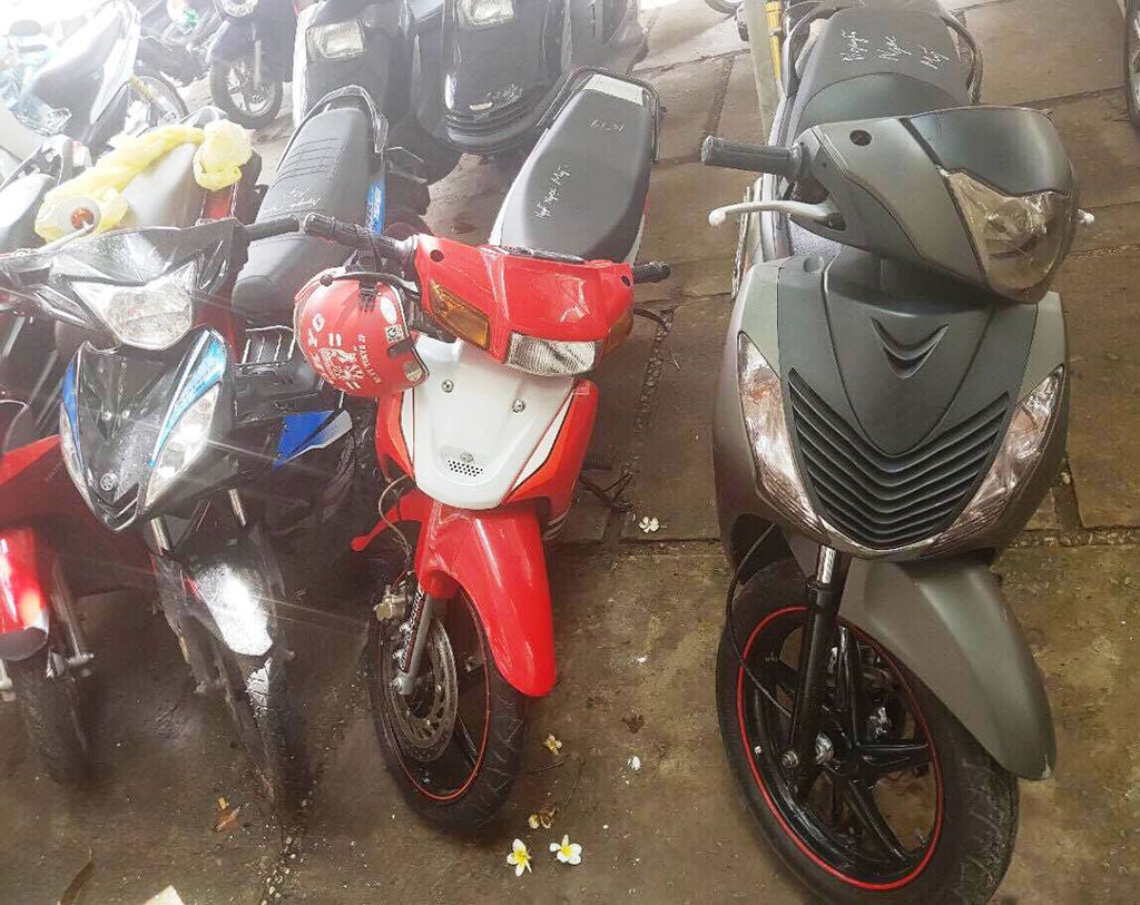 The motorbikes they used in the robberies. Photo: Ho Chi Minh City police