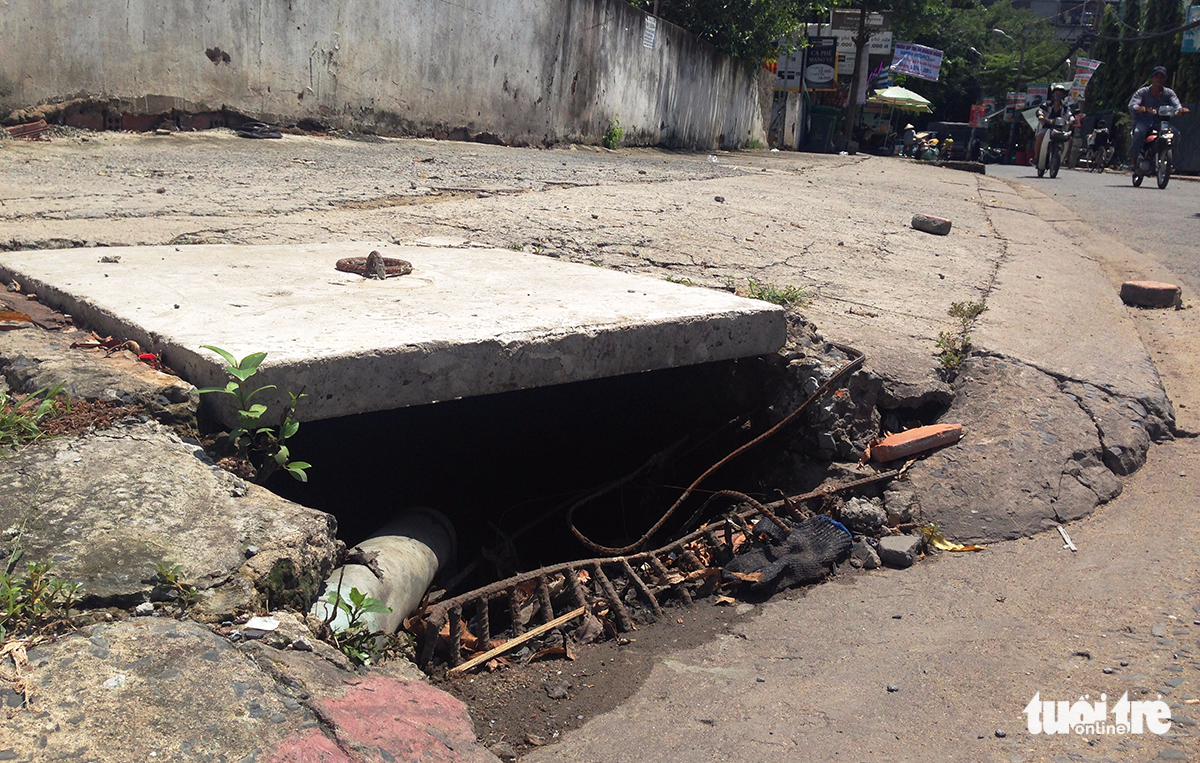 This open sewer poses serious danger to commuters, especially when it rains.