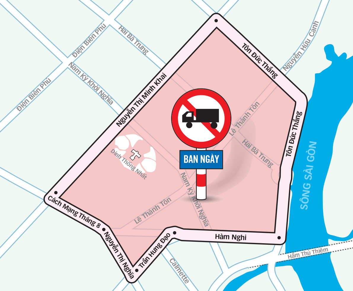 A map showing the area where mini trucks are to be banned during the day. Photo: Tuoi Tre