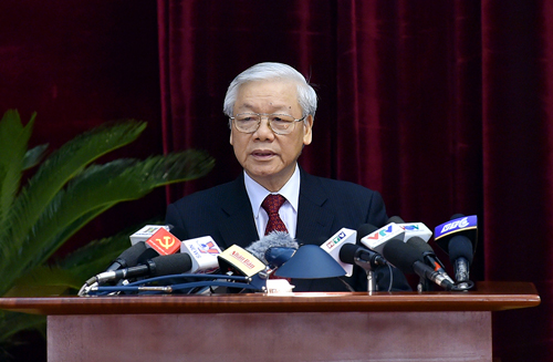 General Secretary of the Communist Party of Vietnam Nguyen Phu Trong speaks at the sixth plenum. Photo: Vietnam Government Portal