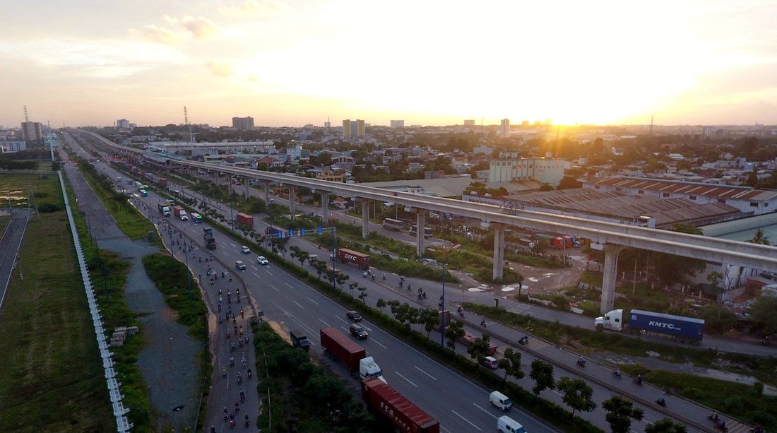 An aerial view of the under-construction metro in Ho Chi Minh City.