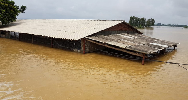 A flooded house is seen in Chuong My, outside Hanoi.