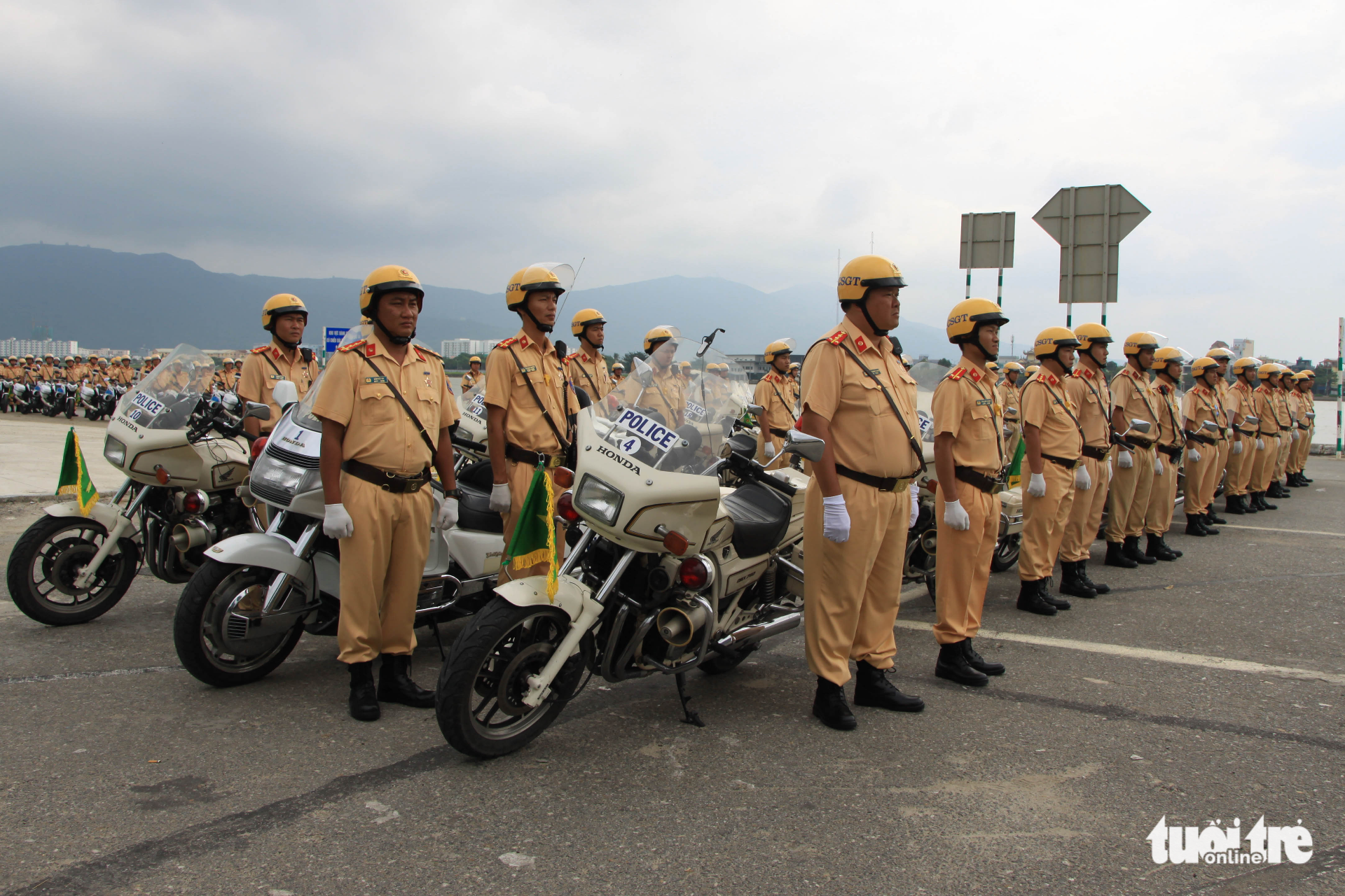 Traffic police officers along with their specialized motorcycles were introduced during the ceremony.