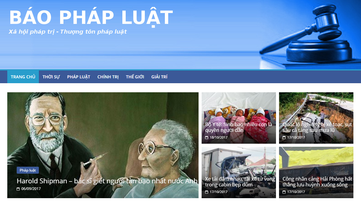 The homepage of phapluat.news.