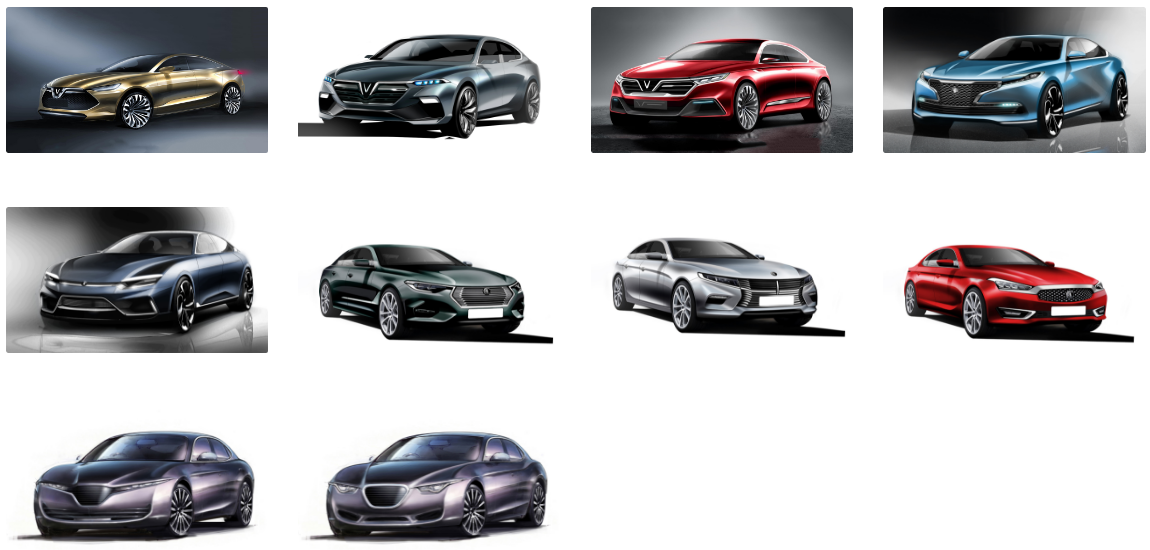 The ten concept designs for Vinfast sedans