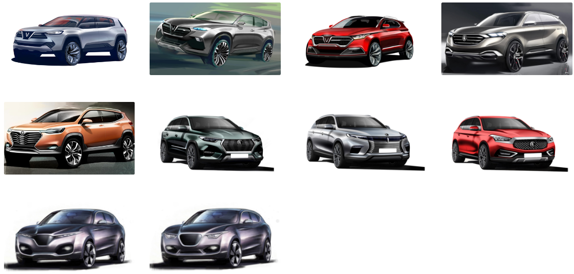 The ten concept designs for Vinfast SUVs