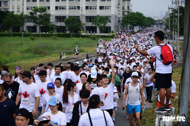 Thousands of people take part in the run.