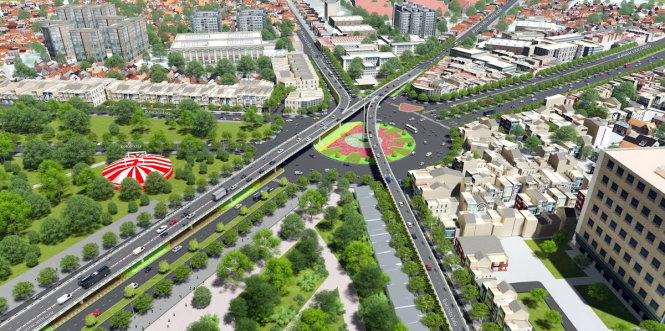 A model of the N-shaped flyover upon completion
