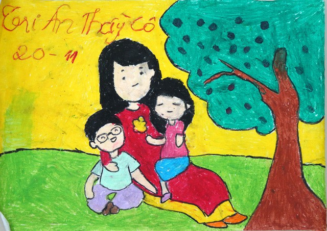 A painting created by students from Cao Ba Quat Elementary School to mark National Teachers’ Day