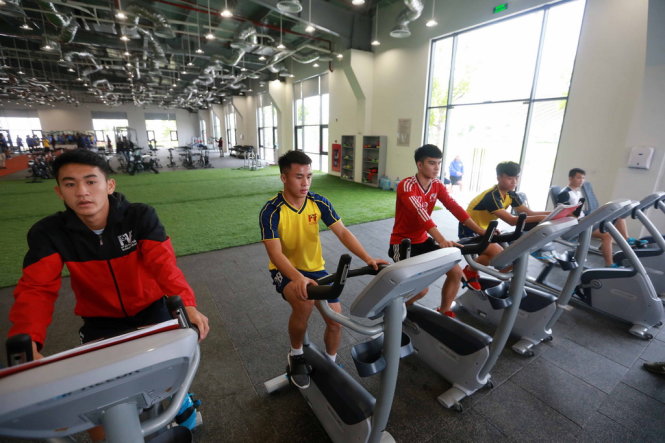 Players are seen at the PVF training center in Hung Yen, northern Vietnam.