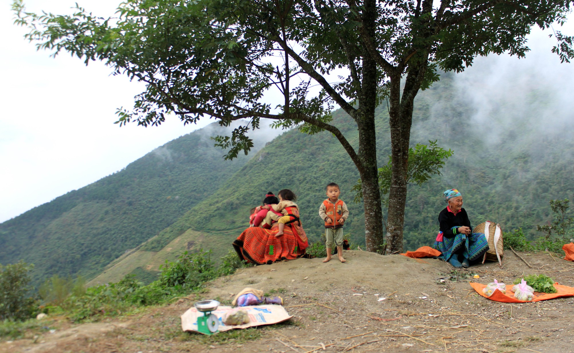 One can find indigenous people selling homegrown vegetables on the way to Ta Xua Village. Photo: Thu Hue