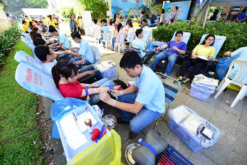 Participants donate their blood at the festival in Ho Chi Minh City.