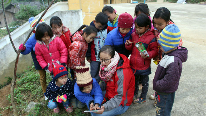 Young students at a primary school in Cao Bang Province
