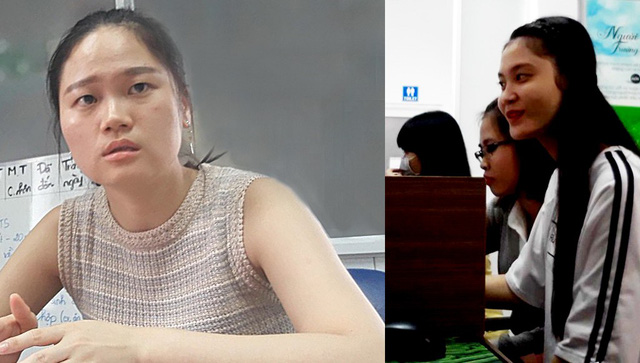 Left: Kim, the manager of the Thang Long polyclinic. Right: The facilitiy’s online consultants. Photo: Tuoi Tre