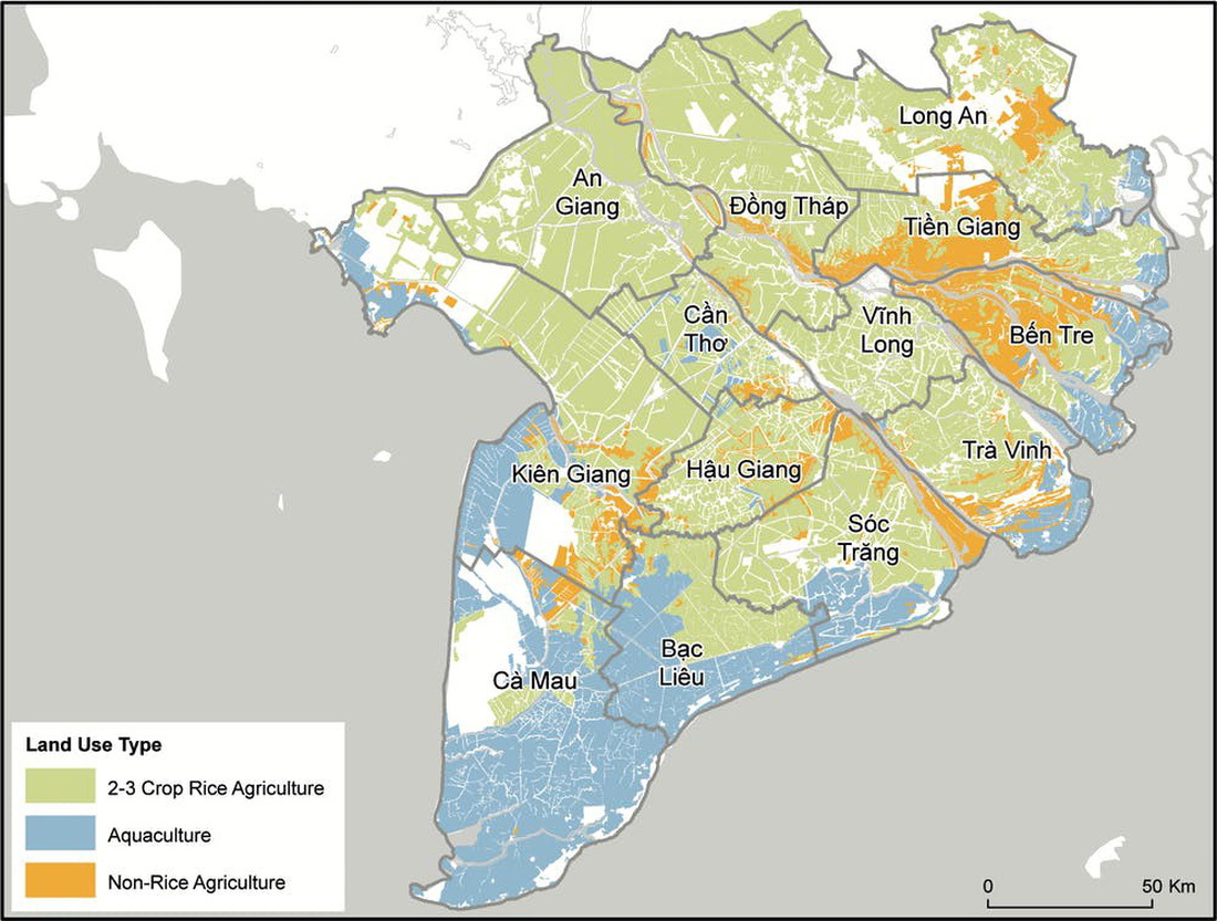 Land use types in the Mekong Delta in southern Vietnam