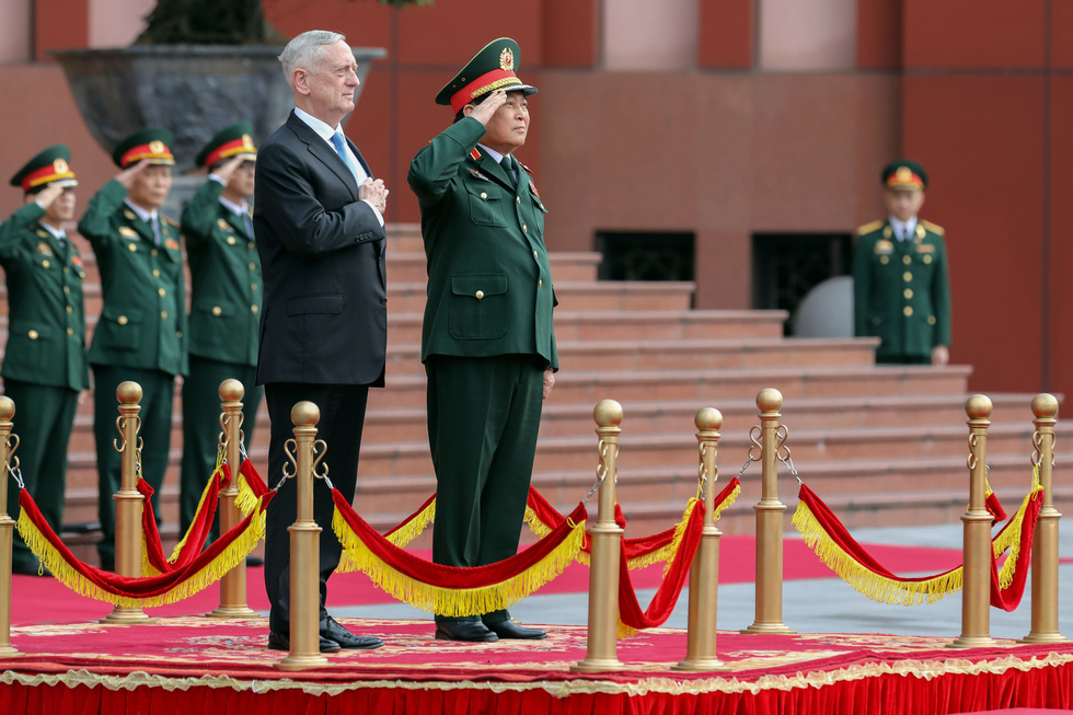 A welcome ceremony for the U.S. official in Hanoi.