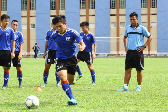 File photo of now U23 player Bui Tien Dung when he was a trainee at PVF in 2015. Photo: Tuoi Tre