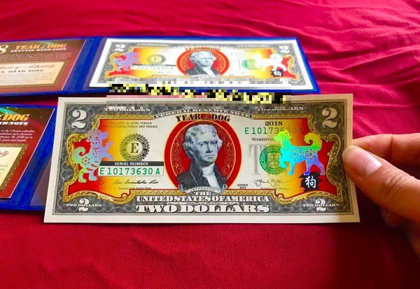 US$2 notes issued by the US for the Year of the Dog.