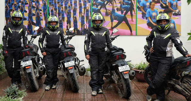 The bikers at the Indian Cultural Center in Hanoi. Photo: Tuoi Tre