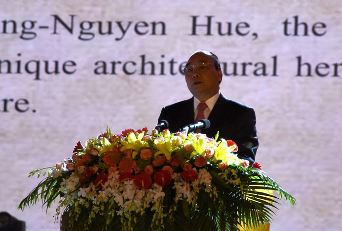 Vietnamese Prime Minister Nguyen Xuan Phuc speaks at the event. Photo: Tuoi Tre