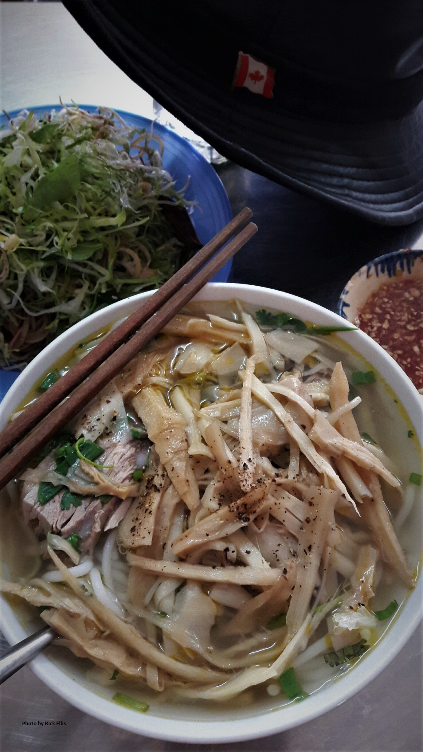 Bun mang vit – duck noodle soup with bamboo shoots