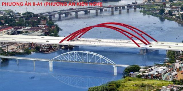 An architecture’s impression of the new Binh Loi railway bridge is seen is this photo provided by the developers.