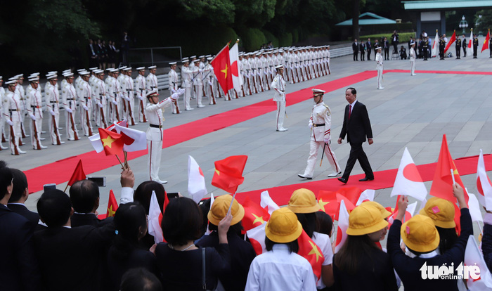 President Tran Dai Quang at the welcome ceremony. Photo: Tuoi Tre