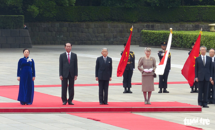 State President Tran Dai Quang, the First Lady, and Emperor Akihito and Empress Michiko at the ceremony. Photo: Tuoi Tre