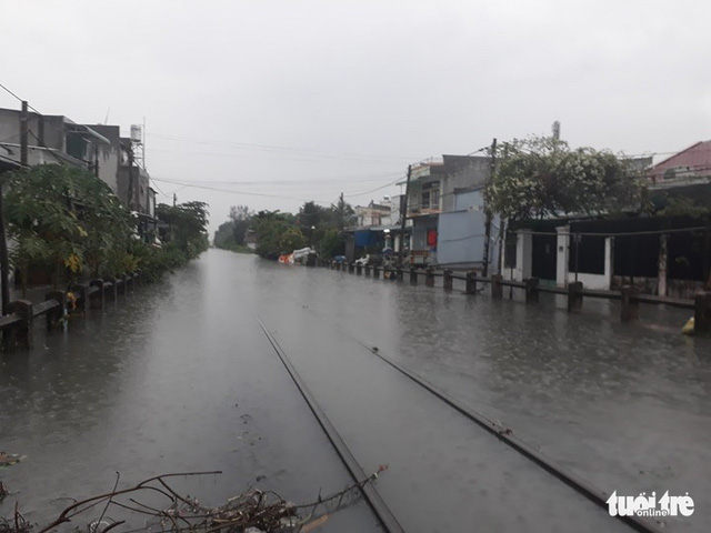 A railway tracks passing Thu Duc District is submerged due to the rain.