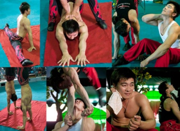 A photo of the Giang Brothers when they first began practising circus.