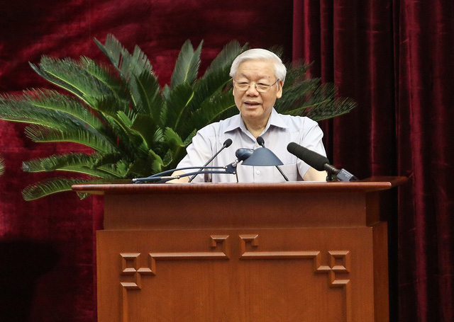 General Secretary of the Communist Party of Vietnam Nguyen Phu Trong speaks at the meeting. Photo: Tuoi Tre