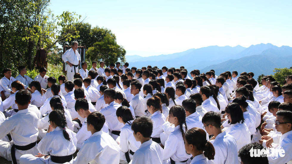 Students listen to their karate instructor in the Bach Ma (‘White Horse’) Mountain in Thua Thien-Hue Province, Vietnam. Photo: Tuoi Tre