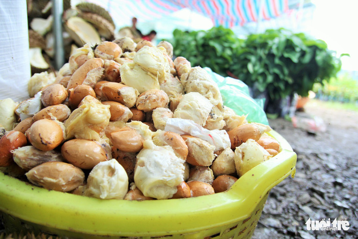 Durian seeds left behind by customers. Photo: Tuoi Tre