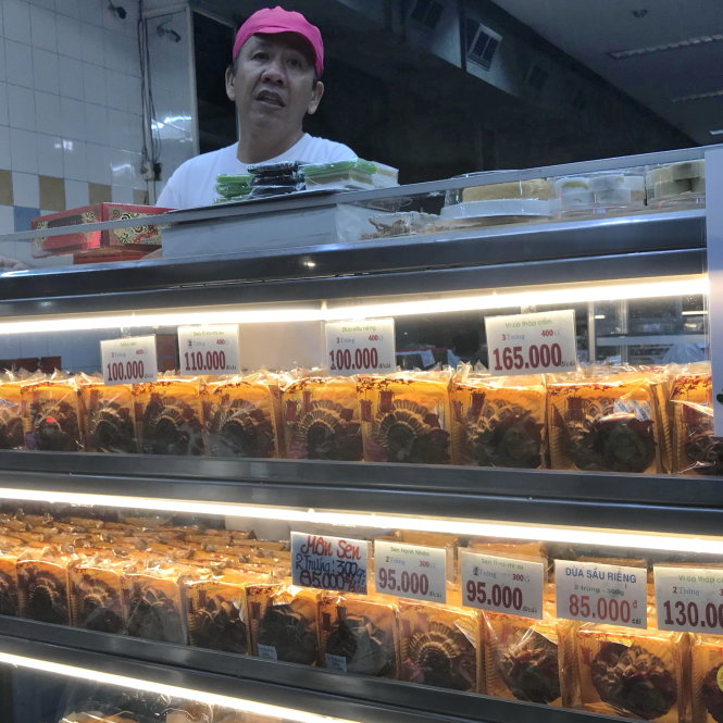 Moon cakes of a Vietnamese brand is sold in Ho Chi Minh City. Photo: Tuoi Tre