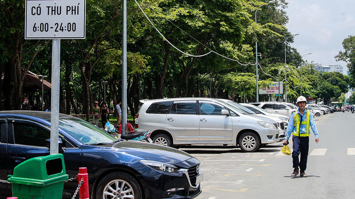 A parking space using the smart parking system on Le Lai Street in District 1, Ho Chi Minh City. Photo: Tuoi Tre