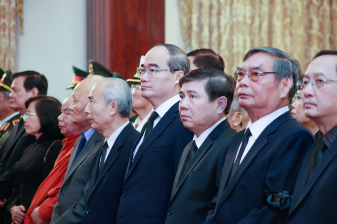 Leaders and officials of Ho Chi Minh City attend the memorial services for former General Secretary Do Muoi on October 7, 2018. Photo: Tuoi Tre