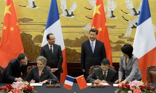 China welcomes French president with Airbus deal