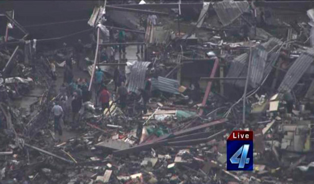 An aerial view of damage in the aftermath of a tornado that touched down in Moore, Oklahoma May 20, 2013 in this still image provided by KFOR-TV. A huge tornado with winds of up to 200 miles per hour (320 kph) tore through the Oklahoma City suburb of Moore on Monday, ripping up at least two schools and leaving a wake of tangled wreckage as a dangerous storm system threatened as many as 10 U.S. states.