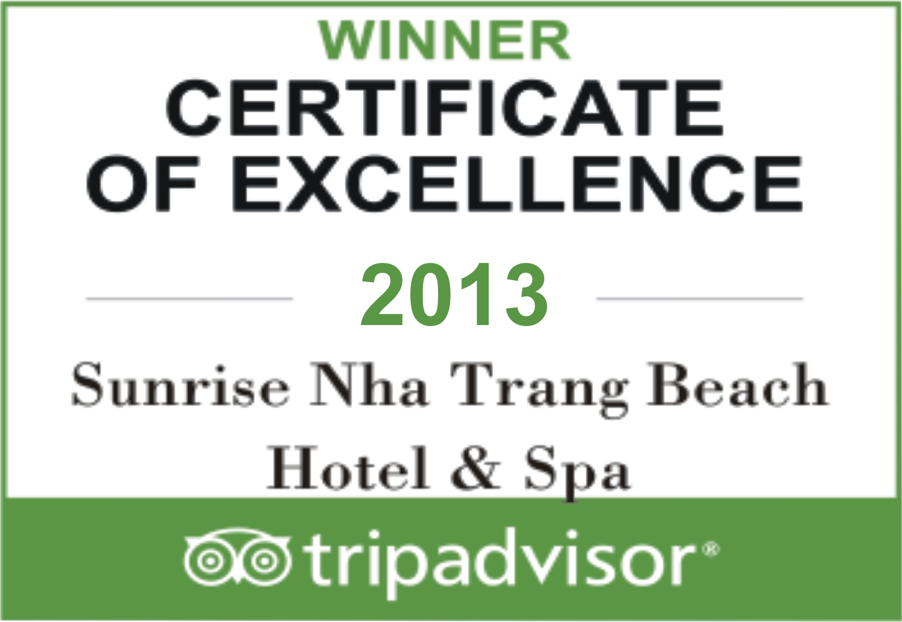 Sunrise Nha Trang Beach Hotel & Spa Earns Tripadvisor Certificate of Excellence