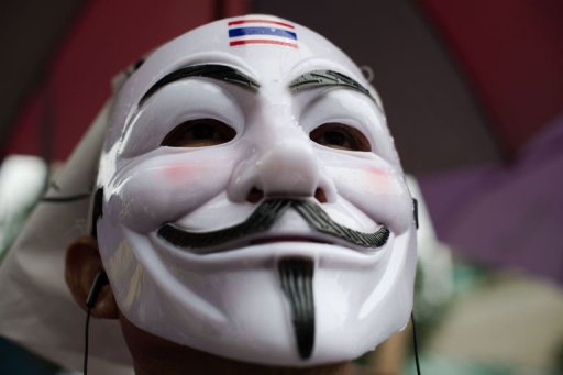 Thailand 'white mask' protesters rally in Bangkok