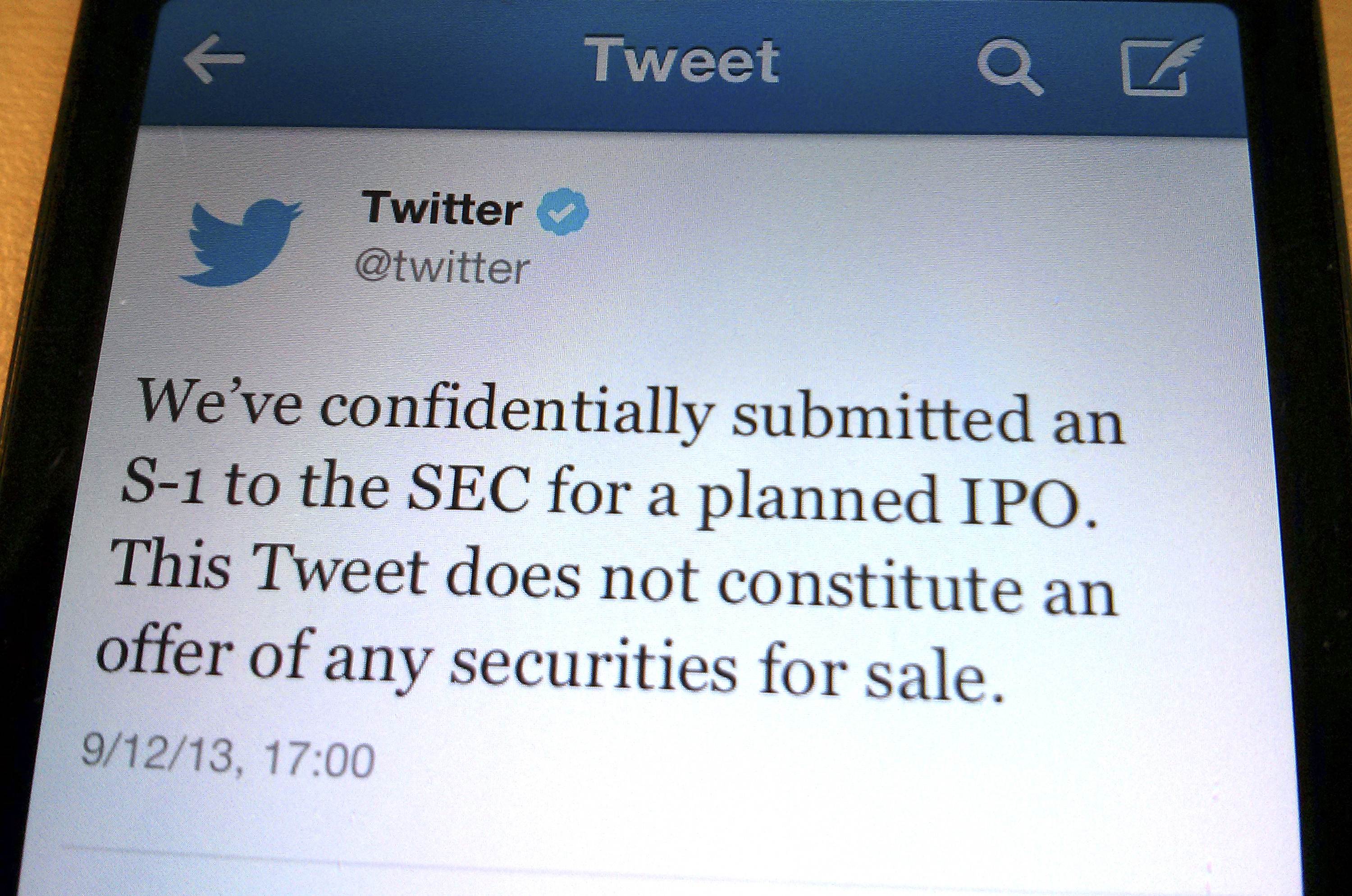 Twitter announces IPO plans, on Twitter