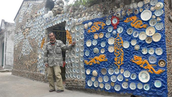 Vietnamese man studs house with antiques