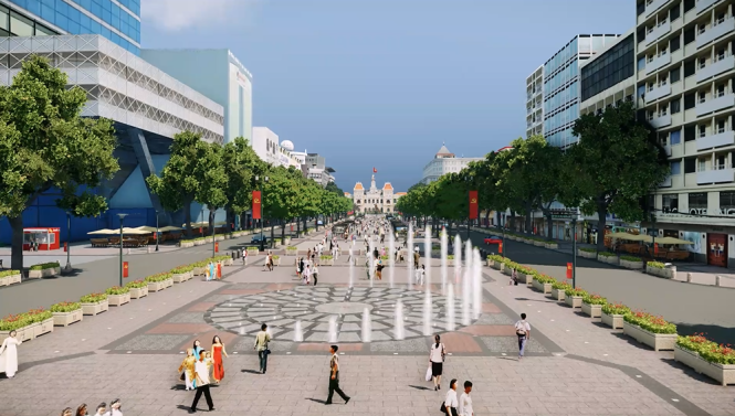 Work begins on pedestrian square on HCMC boulevard