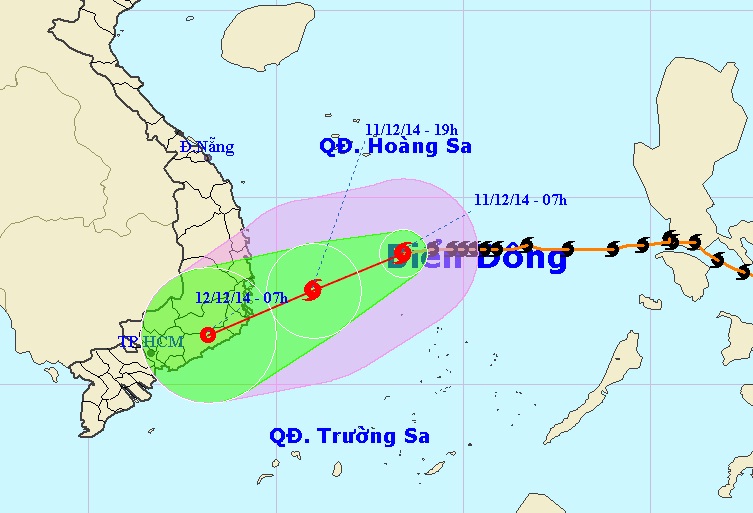 Storm Hagupit likely to hit Vietnam’s Ninh Thuan-Binh Thuan area tonight
