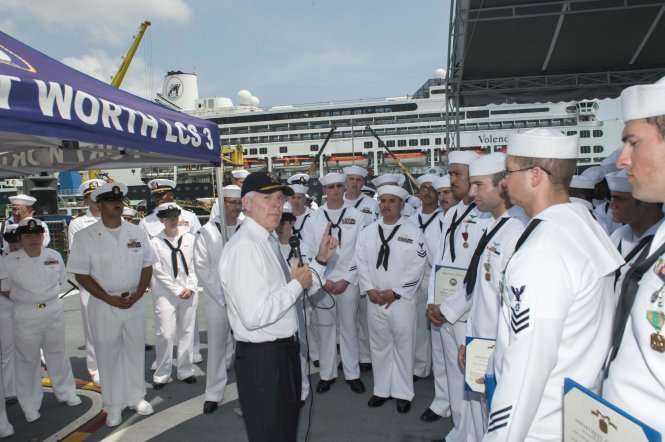 Navy Secretary Mabus visits sailors during Vietnam-US naval engagement activities