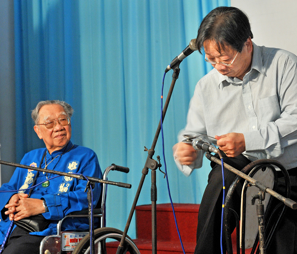 File photos of Vietnam’s late traditional music scholar Tran Van Khe