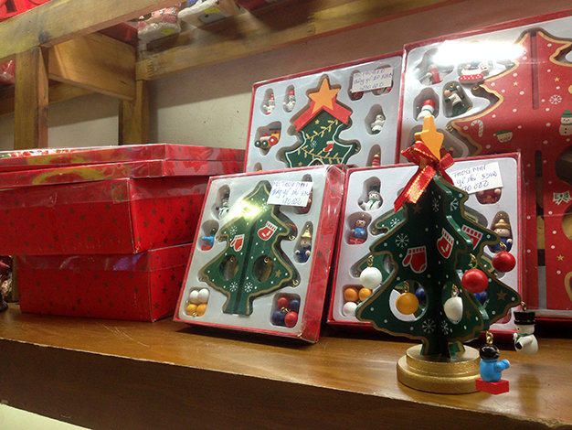 Small wooden Christmas trees are a favorite choice of many.